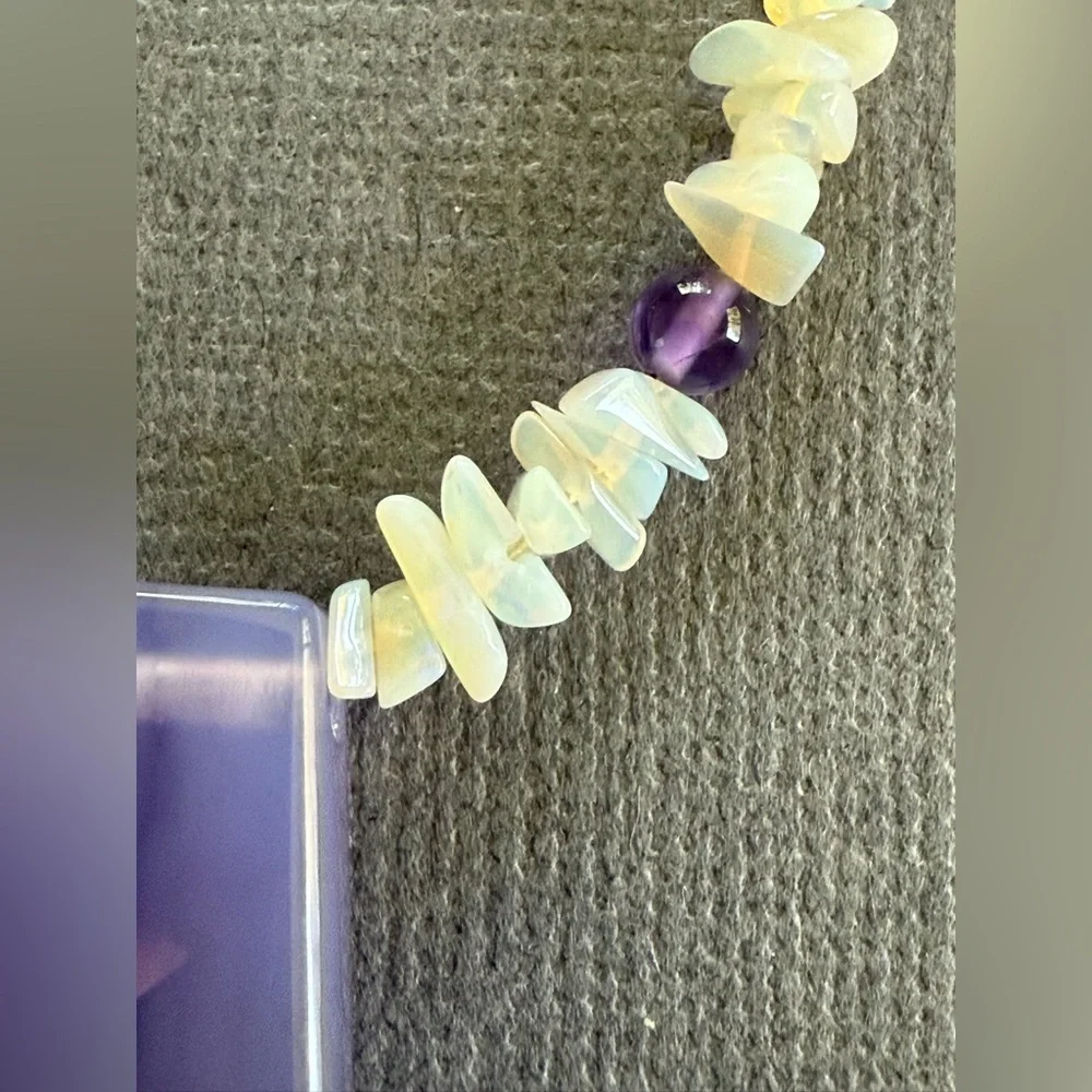 NWT Opal Amethyst Holly Blue Gemstone Statement Necklace and Earring Set Gift - Picture 4 of 11